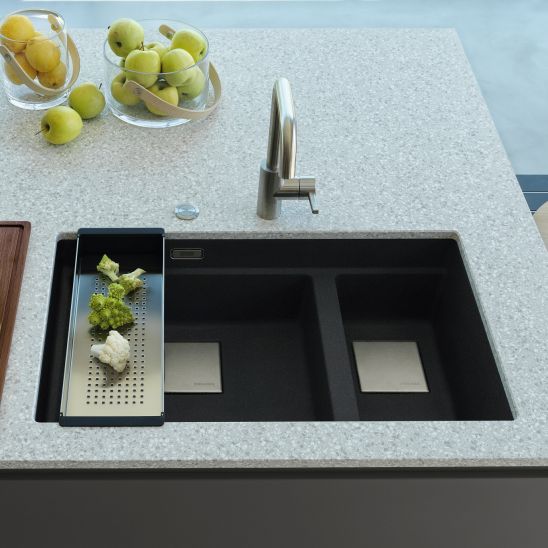 Set Granitspüle Franke Kanon 125.0528.636, Küchenarmatur Franke Lina 115.0626.053