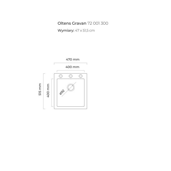 Set Küchenarmatur Oltens Litla 35204800, Granitspüle Oltens Gravan 72001300