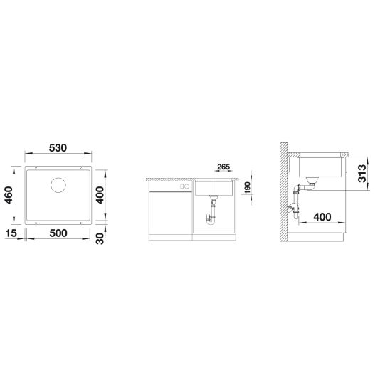 Set Granitspüle Blanco Subline 500-U 525995, Küchenarmatur Oltens Litla 35204800