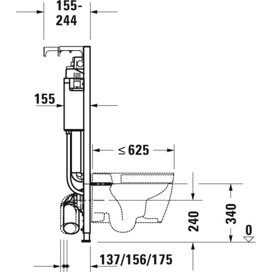 Set WC-Becken mit Absenkautomatik-Sitz Duravit DuraStyle 45510900A1, Unterputzrahmen Duravit DuraSystem WD1011000000, WD5001031000