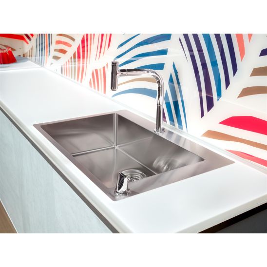 Set Edelstahlspüle Hansgrohe S 71 43302800, Küchenarmatur Hansgrohe Focus M41 31815000