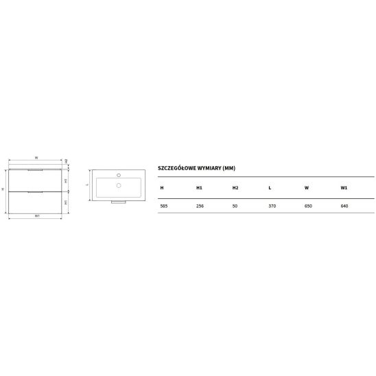Set Unterschrank Excellent Blanko MLEX.6301.640.WH, Waschbecken Excellent Blanko CENL.6317.650.WH, MLEX.6303.SET.CR