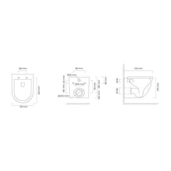 Set WC-Becken Oltens Hamnes 42521000, Unterputzrahmen Tece Base 9400407, 45109000, 9.240.400