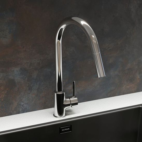 Set Stahlspüle Grohe K700 31577SD1, Küchenarmatur Oltens Litla 35204100