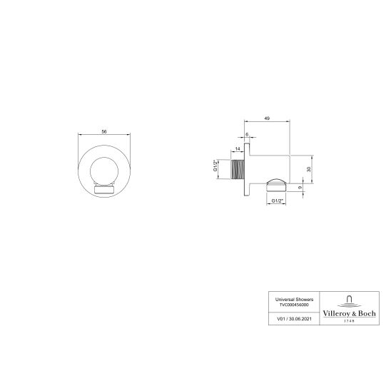 Set Badewannen- und Duscharmatur Villeroy & Boch Universal Taps & Fittings TVD00065300064, Kopfbrause Villeroy & Boch Universal Showers TVC00000100064, TVS10900600064, TVC00045800064, TVD00065100000, TVC00045351064, TVC00045600064, TVC00003500064