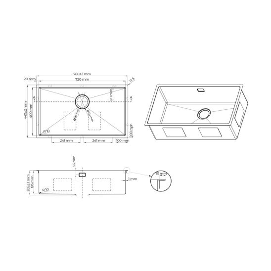 Set Edelstahlspüle Oltens Hydda 71105100, Edelstahlspülenreiniger Oltens NanoClean 89600000