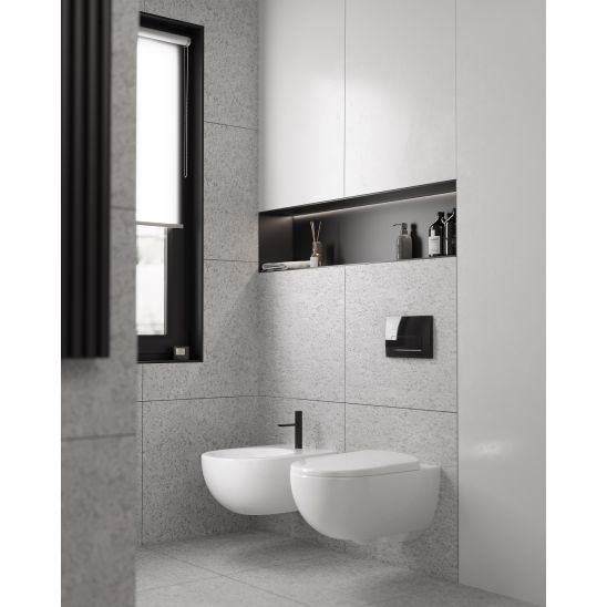Set WC-Becken mit Absenkautomatik-Sitz Geberit Selnova Premium 502.793.00.1, Unterputzrahmen Tece Base 9400407, 9.240.400