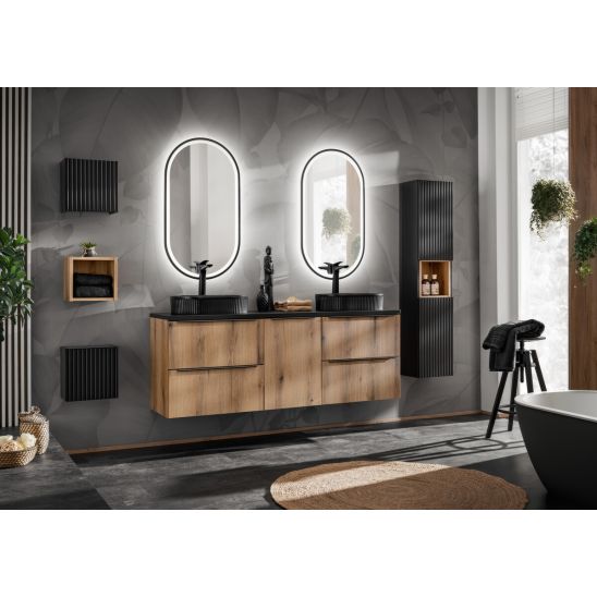 Set Badschrank Comad Nova Oak NOVA OAK A 82-60-2S, Waschbecken Comad Wiki UN-WIKI-SW, NOVA OAK A 89-60