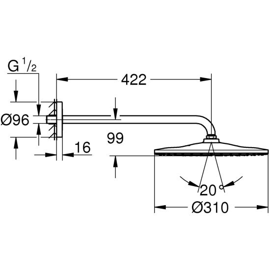Set Kopfbrause mit Brausearm Grohe Rainshower 26558GL0, Badewannen- und Duscharmatur Grohe Lineare 24064GL1, 26574GL0, 26658GL0, 28362GL1