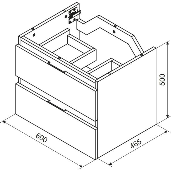 Set Waschtischunterschrank Korpus Excellent Tuto 2.0 MLEX.2172.600.WHBL, Waschbecken Excellent As CEEX.3617.600.WH, MLEX.2151.600.01.WH