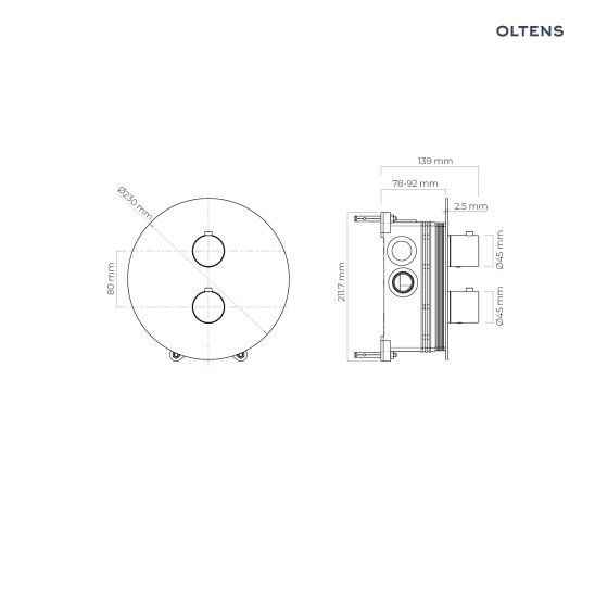 Set Badewannen- und Duscharmatur Oltens Katla 34600910, Kopfbrause Oltens Vindel 37006910, 39402910, 39304910, 37102910, 37200910