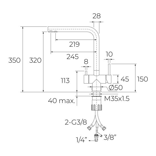 Set Küchenarmatur für Wasserfilter Teka Uni 116030085, Untertischfilter Teka TWF 118510002