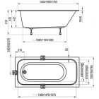 Set Rechteckige Badewanne Ravak Chrome C731000000, Badewannensiphon Ravak X01305, GPX2240015