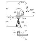 Set Stahlspüle Grohe K700 31574SD1, Küchenarmatur Grohe Eurosmart Cosmopolitan 31481001