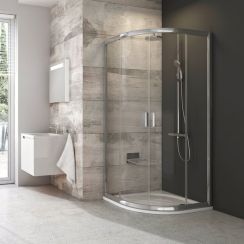 Ravak Blix Duschkabine 80x80 cm halbrund aluminium seidenmatt/durchsichtiges Glas 3B240C00Z1