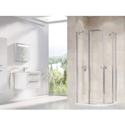 Ravak Chrome Duschkabine 90x90 cm halbrund aluminium Glanz/durchsichtiges Glas 3Q170C00Z1