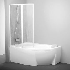 Ravak Rosa Badewannenabtrennung 109 cm zweigeteilt weiß Glanz/Kunststoff 76LB010041
