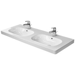 Duravit D-Code Waschbecken 120x49 cm rechteckig Klassisch-Möbel-Doppelt weiß glanz 03481200002