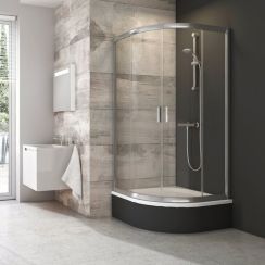 Ravak Blix Duschkabine 90x90 cm halbrund aluminium Glanz/Glas mit Muster 3B270C40ZG