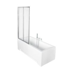 Besco Ambition Badewannenabtrennung 80.5 cm zweigeteilt chrom Glanz/durchsichtiges Glas PAP-2S