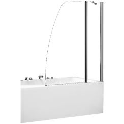 Besco Avis Badewannenabtrennung 120 cm zweigeteilt chrom Glanz/durchsichtiges Glas PAV-2S
