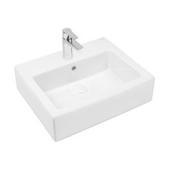 Oltens Susa Waschbecken 50x41 cm rechteckig Klassisch-Aufsatzwaschbecken weiß glanz 41903000