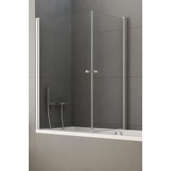 New Trendy New Soleo Badewannenabtrennung 89.5 cm zweigeteilt chrom Glanz/durchsichtiges Glas P-0025/P-0024