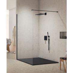 New Trendy New Modus Black begehbare duschwand 140 cm schwarz Matte/durchsichtiges Glas EXK-0063