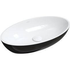 Omnires Siena M+ Waschbecken 60x35 cm oval Aufsatzwaschbecken weiß-schwarz glanz SIENALUNBCP