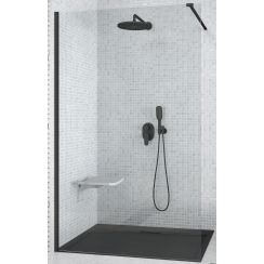 Besco Aveo Duschwand 110 cm schwarz Matte/durchsichtiges Glas AVB-110-195C