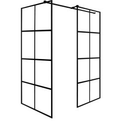 Besco Excea Duschkabine 119x89 cm rechteckig schwarz Matte/Glas mit Muster EXC-129-190B