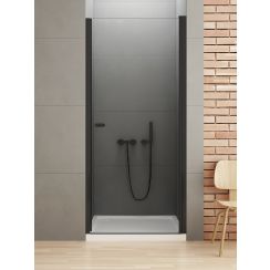 New Trendy New Soleo Black Duschtüren 80 cm aufklappbar schwarz Matte/durchsichtiges Glas D-0210A