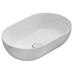 Globo T-Egde Waschbecken 54x36 cm oval Aufsatzwaschbecken weiß glanz B6O54.BI