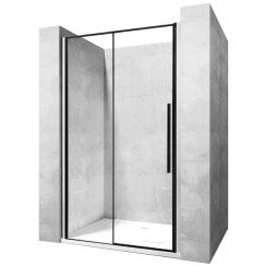 Rea Solar Black Duschtüren 140 cm Schiebe- schwarz seidenmatt/durchsichtiges Glas REA-K6359