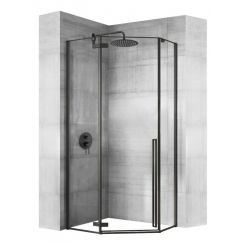 Rea Diamond Duschkabine 100x100 cm schwarz seidenmatt/durchsichtiges Glas REA-K5623