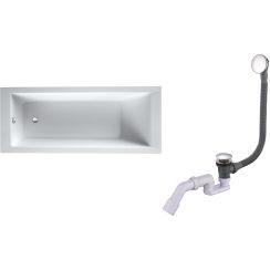 Set Rechteckige Badewanne Oltens Langfoss 10004000, Badewannensiphon Oltens Fusa 03002100
