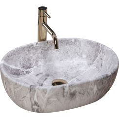 Rea Lara Waschbecken 48.5x35 cm oval Aufsatzwaschbecken grauer Stein REA-U9888