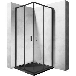Rea Punto Duschkabine 80x80 cm quadratisch schwarz seidenmatt/durchsichtiges Glas REA-K4800