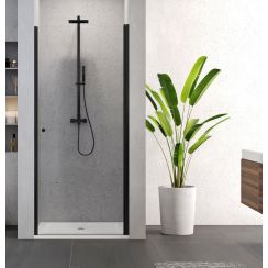 New Trendy Superia Black Duschtüren 90 cm aufklappbar schwarz Matte/durchsichtiges Glas D-0333A