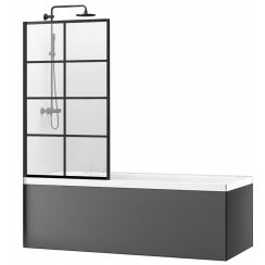 Rea Lagos badewannenabtrennung 70 cm einteilig schwarz Matte/durchsichtiges Glas REA-K4560