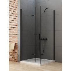 New Trendy New Soleo Black Duschkabine 90x80 cm rechteckig schwarz Matte/durchsichtiges Glas D-0235A/D-0114B