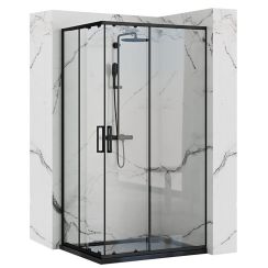Rea Punto Duschkabine 100x80 cm rechteckig schwarz seidenmatt/durchsichtiges Glas REA-K4806