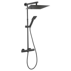 Ferro Trevi duschset Wand mit Thermostat mit Regenbrause schwarz NP75SQ-TRV7U-BL