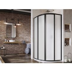 Ravak Supernova Duschkabine 90x90 cm halbrund schwarz Matte/Polystyrol 3117O30211