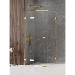 New Trendy Avexa Gold Shine Duschkabine 90x80 cm rechteckig gold Glanz/durchsichtiges Glas EXK-1648