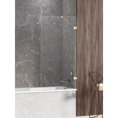 New Trendy Avexa Gold Shine Badewannenabtrennung 90 cm einteilig gold Glanz/durchsichtiges Glas EXK-2174