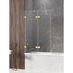 New Trendy Avexa Gold Shine Badewannenabtrennung 130 cm zweigeteilt gold Glanz/durchsichtiges Glas EXK-2188
