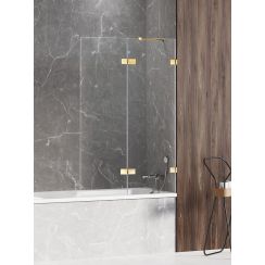New Trendy Avexa Gold Shine Badewannenabtrennung 140 cm zweigeteilt gold Glanz/durchsichtiges Glas EXK-2191