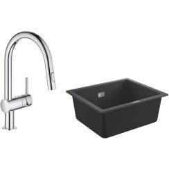 Set Granitspüle Grohe K700 31654AP0, Küchenarmatur Grohe Minta 32321002