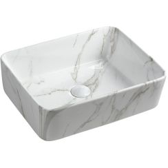 Sapho Dalma Waschbecken 48x38 cm rechteckig Aufsatzwaschbecken weiß glanz MM517